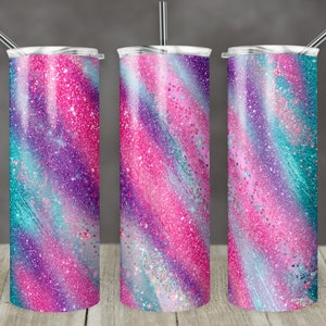 20 and 30 oz Skinny Tumbler Sublimation Template Agate Milky Way Teal Pink Purple Straight Design Digital Download PNG tumblers Tamara