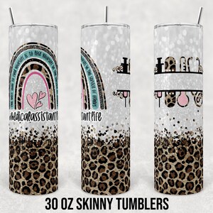 30 oz Skinny Tumbler Sublimation Design Template Medical Assistant Life Leopard and  Glitter Straight Digital Download PNG tumblers Tamara