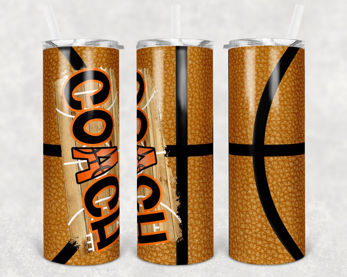 20 Oz Skinny Tumbler Basketball Coach Court Faux Leather Etsy