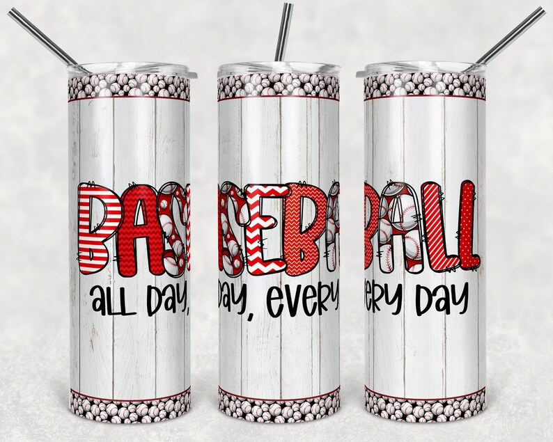 Download 20 oz Skinny Tumbler Sublimation Design Template Baseball ...
