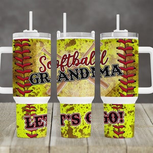 Softball Grandma design 40 oz 2 piece Tumbler Sublimation Template Digital Download PNG Sports bats Softball tumbler