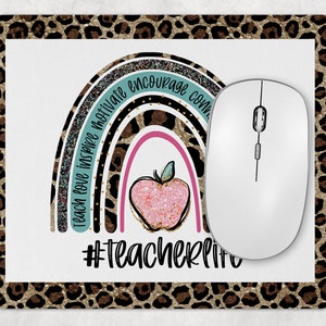 Mousepad Insegnante Design Arcobaleno Insegnante Leopardo Insegnante Vita Sublimazione Design Mouse Pad PNG Instant DIGITAL SOLO