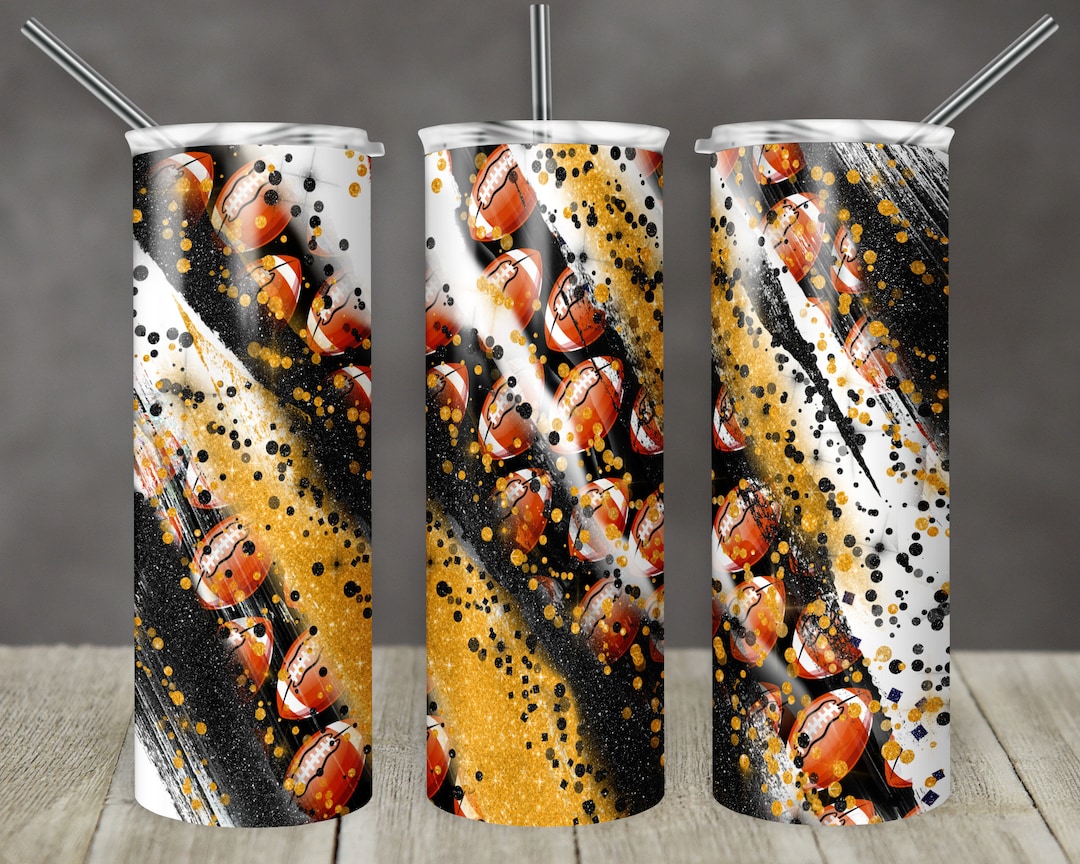 20 Oz Skinny Tumbler Sublimation Template Milky Way Black Gold Football ...