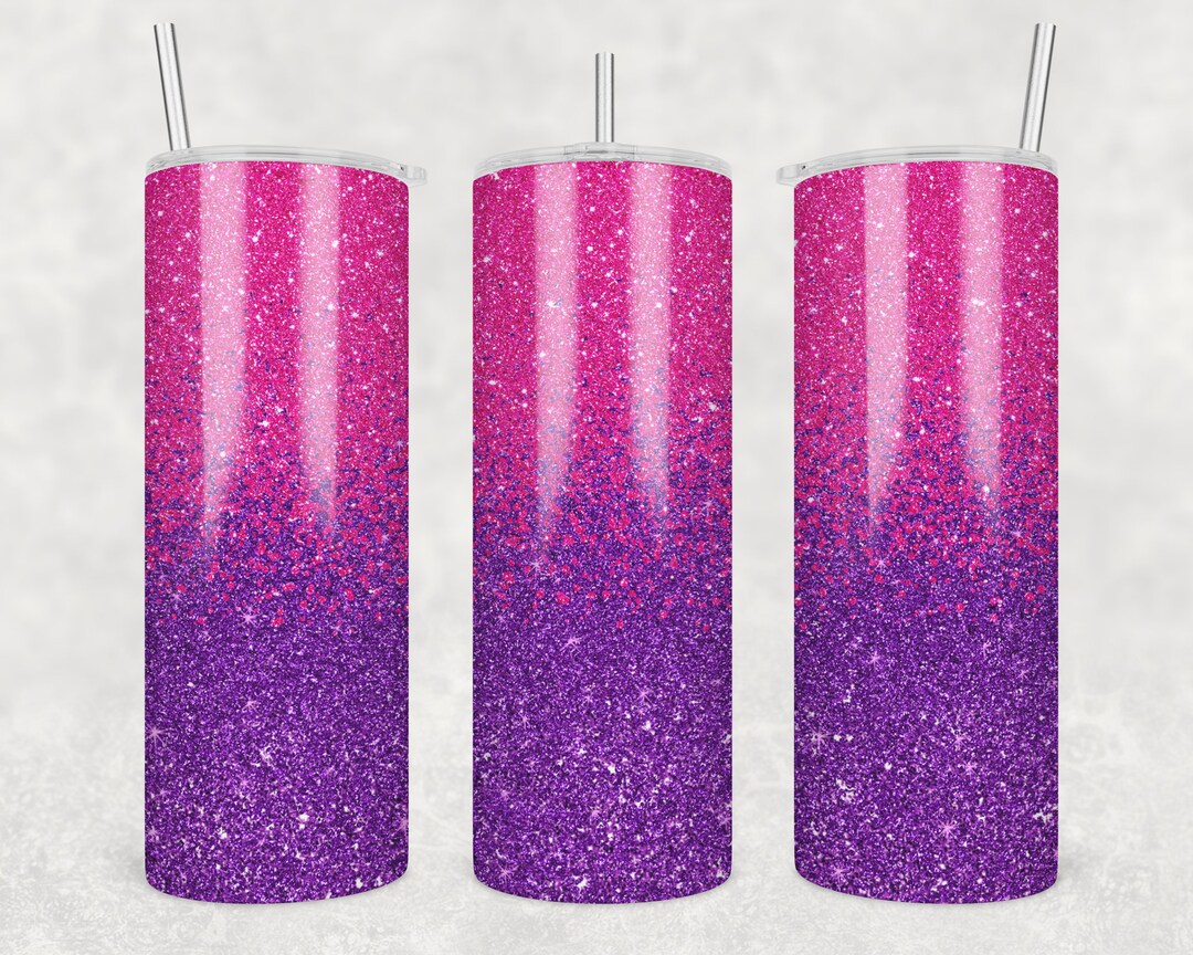 20 Oz Skinny Tumbler Sublimation Design Template Glitter Ombre Pink ...