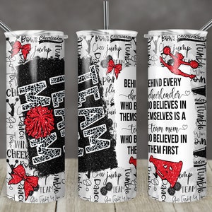 20 Unzen Skinny Becher Cheer Team Mom Glitter Leopard Sublimation Design mit Zitat digitaler Download PNG Instant DIGITAL ONLY Becher