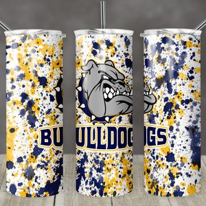 20 oz Skinny Tumbler Sublimation Design Template Navy Blue Yellow Gold Bulldogs Power Wash Straight Design Digital Download PNG