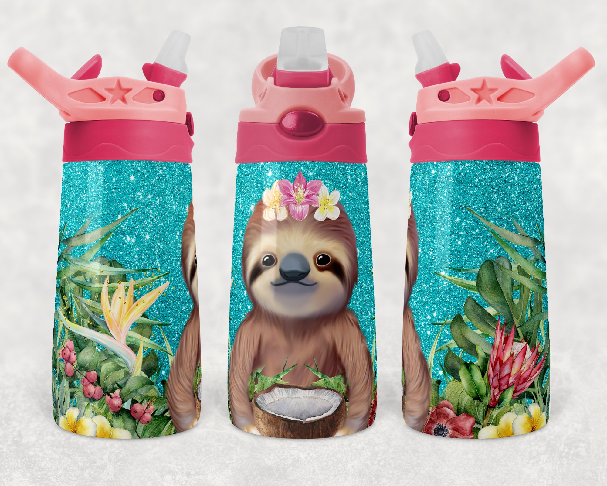 Kids Colored Flip Top Water Bottles Sublimation Design Etsy