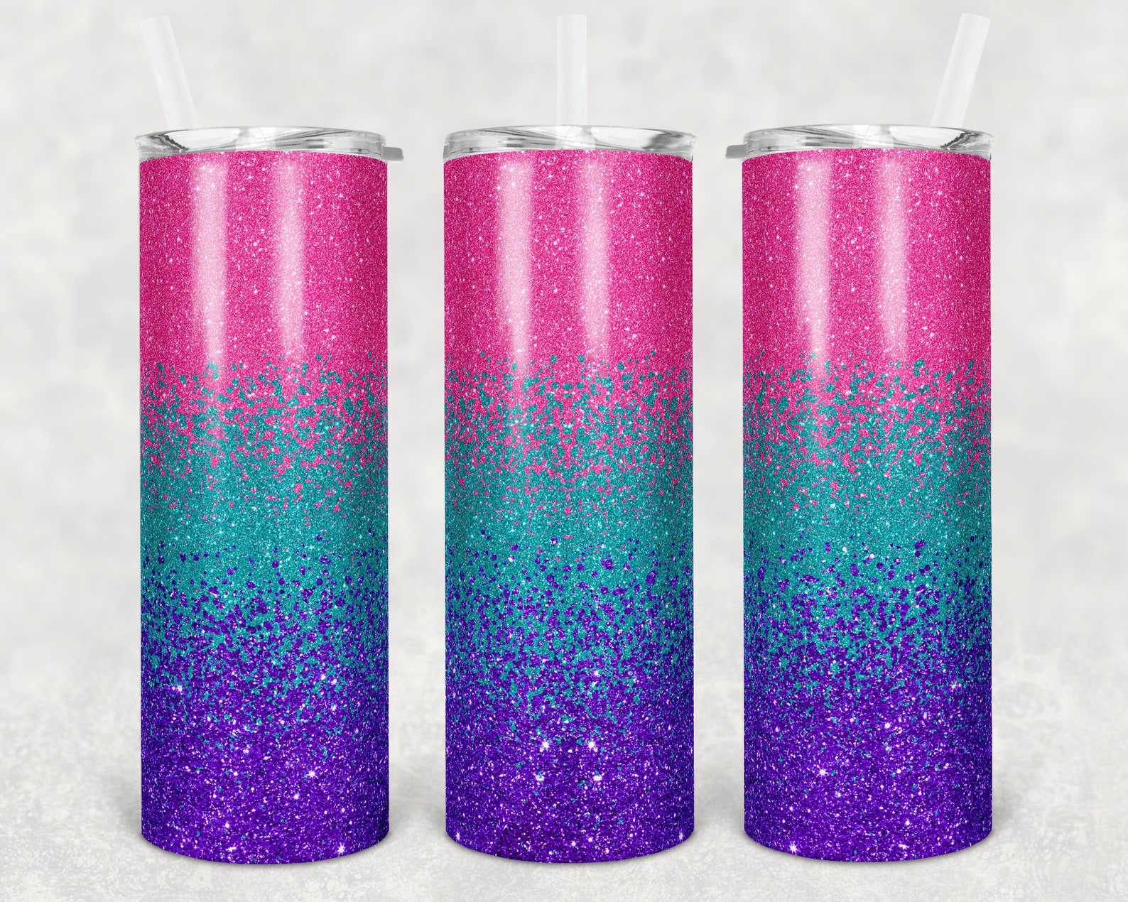 20 Oz Skinny Tumbler Sublimation Design Template Glitter Ombre Pink ...