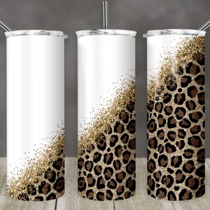 20 Oz Skinny Tumbler Sublimation Design Template Glitter Gold Tan ...