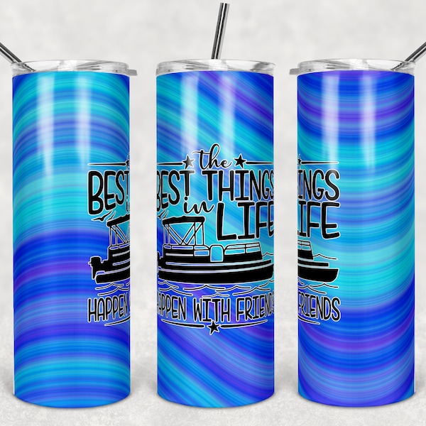 20 oz Skinny Tumbler Sublimation Design Template Best Life Pontoon Design Digital Download PNG Instant DIGITAL Only rts tumblers Tamara