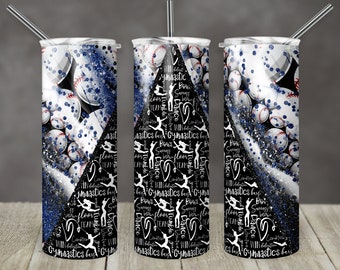 20 oz Skinny Tumbler Sublimation Design Template Gymnastics Glitter V Milkyway Baseball Blue BlackDesign Digital Download PNG tumblers