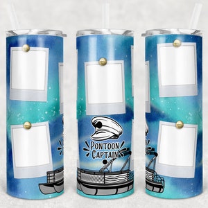 20 oz Skinny Tumbler Sublimation Design Template Pontoon Captain 5 Picture Photo frame Design Digital Download PNG Instant DIGITAL Only