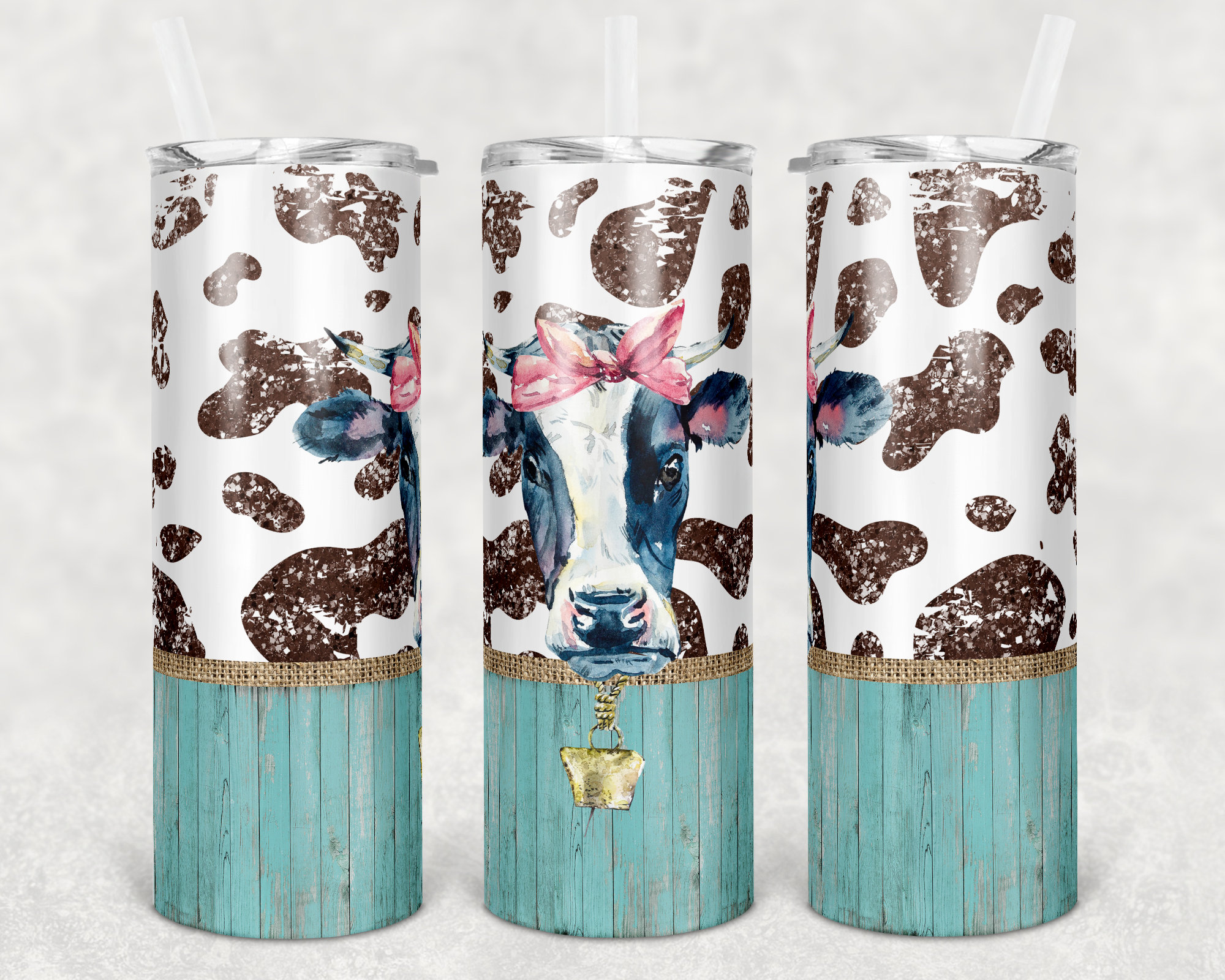 20 oz Skinny Tumbler Sublimation Cowgirl Jean Cow Print Grass Retro png ...