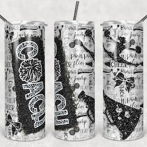 20 oz Skinny Tumbler Cheer Coach Glitter Leopard and Black Sublimation Design  Digital Download PNG Instant DIGITAL ONLY