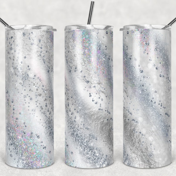 20 oz Skinny Tumbler Sublimation Template Agate Milky Way Silver Gray White Straight and Warped Design Digital Download PNG tumblers Tamara