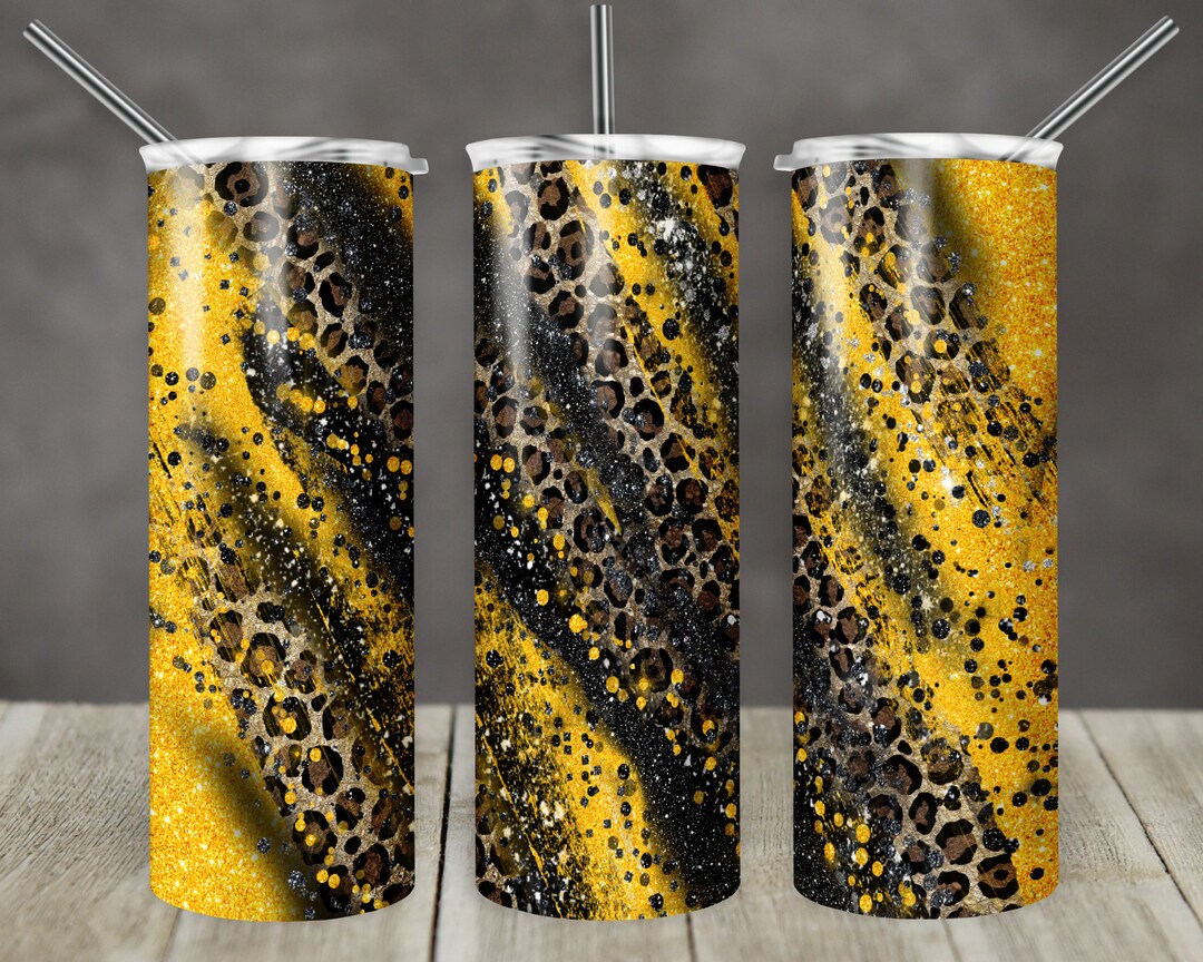 20 Oz Skinny Tumbler Sublimation Template Agate Milky Way Black Yellow ...