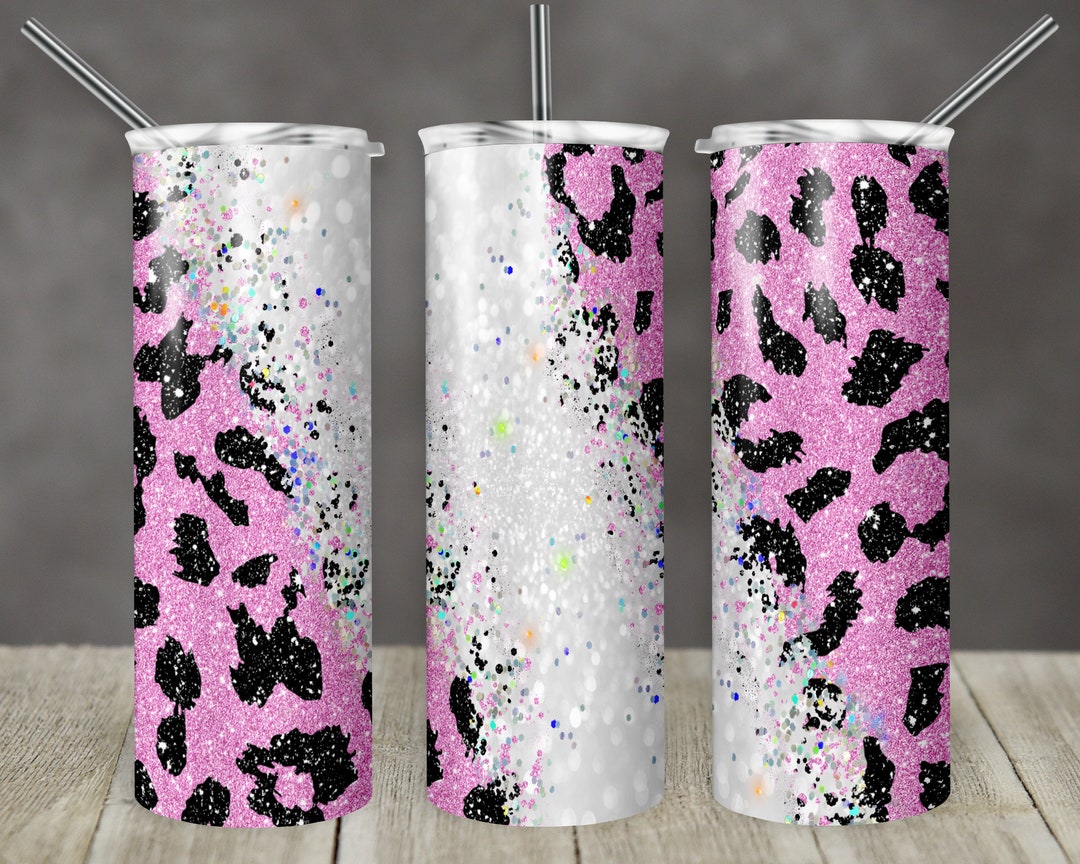 20 Oz Skinny Tumbler Sublimation Design Template Glitter Pink Diagonal ...