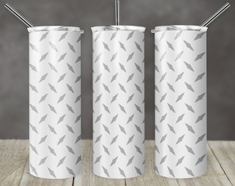 20 oz Skinny Tumbler Sublimatie Design Sjabloon Solid Diamond Plate Wit grijs Recht Ontwerp Digitale Download PNG