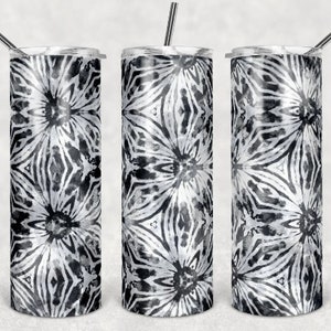 20 oz Skinny Tumbler TieDye black white floral tie dye Sublimation Design  Digital Download PNG Instant DIGITAL ONLY rts tumblers Tamara
