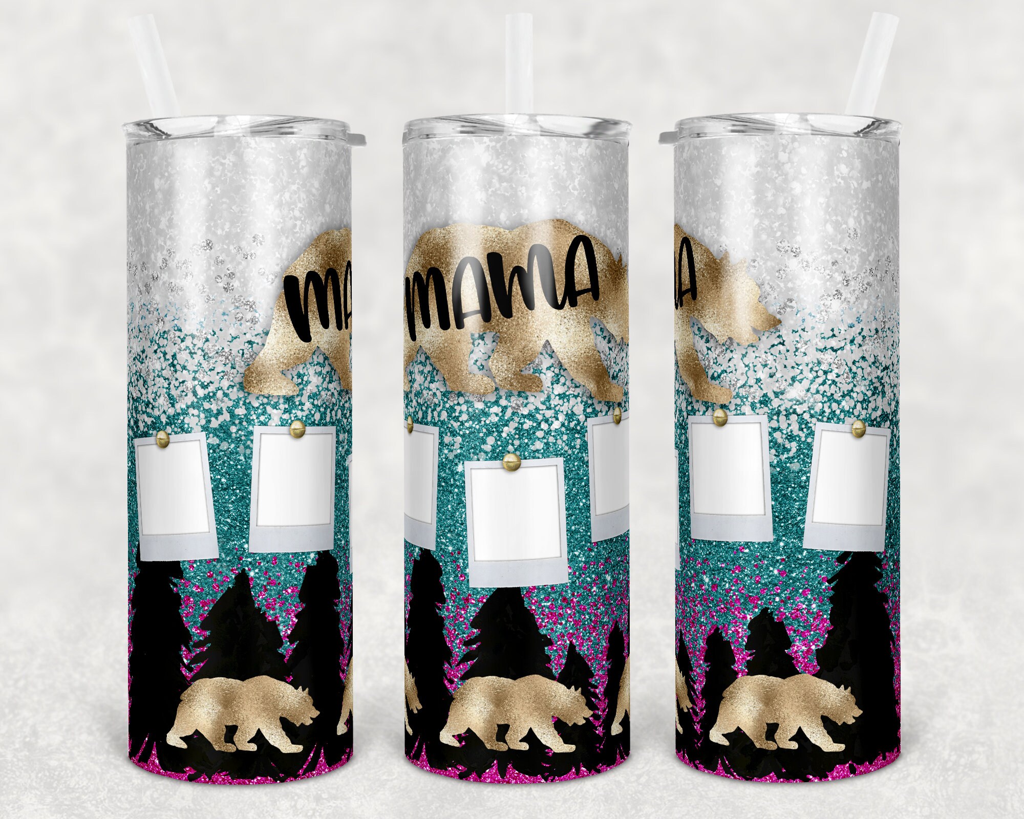 20 Oz Skinny Tumbler Sublimation Design Template Mama Bear Add Your Own ...