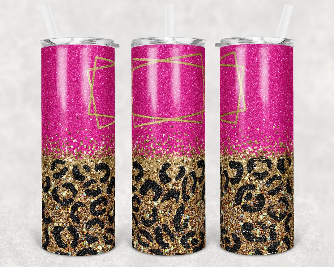 20 Oz Skinny Tumbler Sublimation Design Template Hot Pink Black Gold ...