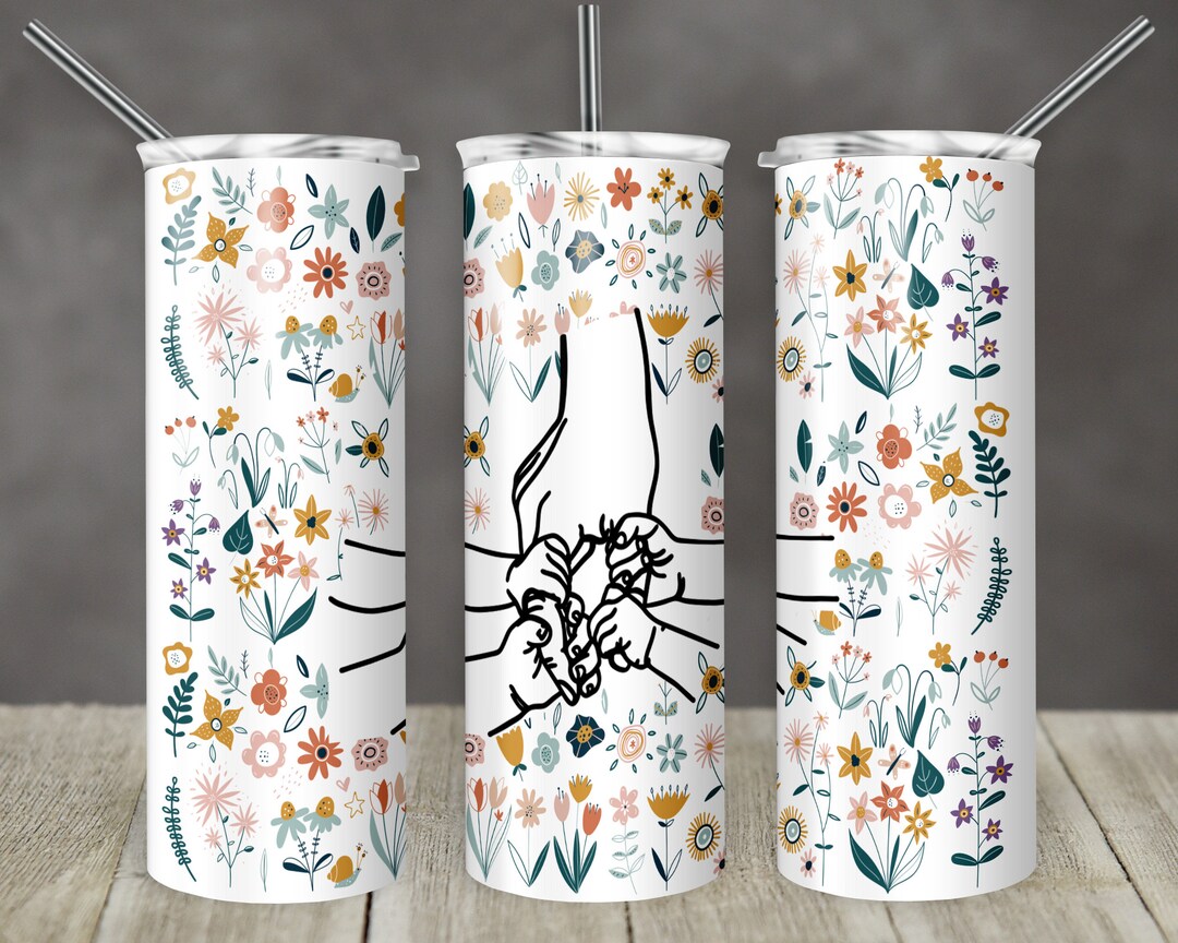 20 Oz Skinny Tumbler Sublimation Design Floral Mom Hand 4 Little Hands ...