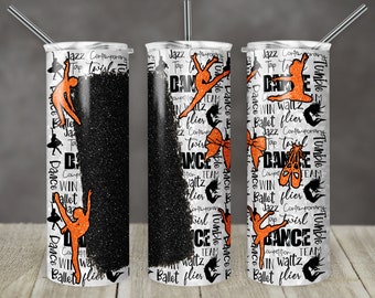 20 Unzen Skinny Tumbler Dance Glitter Orange Raum für einen Namen Sublimation Design Digitaler Download PNG Instant DIGITAL NUR rts Becher Tamara