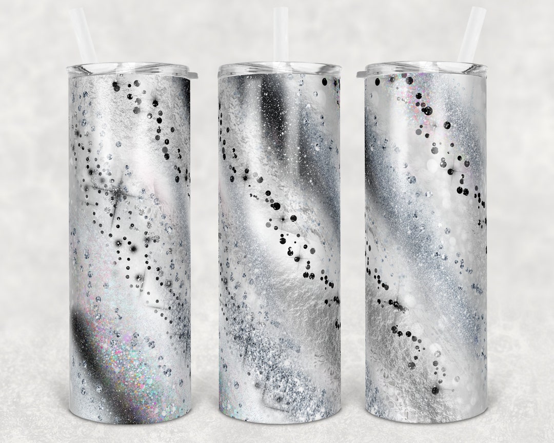 20 Oz Skinny Tumbler Sublimation Template Agate Milky Way Black White ...