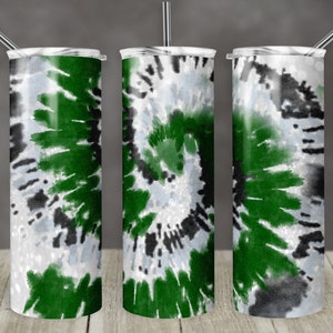 20 oz Skinny Tumbler TieDye Tie Dye Glitter Green Black Silver Sublimation Design Digital Download PNG Instant DIGITAL ONLY rts tumblers
