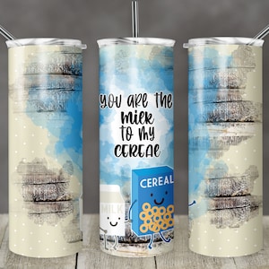 20 oz Skinny Tumbler Sublimation Design Template Valentines Day Splash Milk naar mijn Cereal Straight Design Digital Download PNG grappig