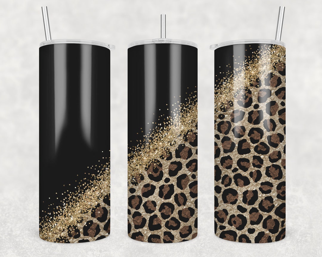 20 Oz Skinny Tumbler Sublimation Design Template Glitter Gold Black ...