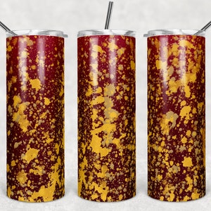 20 oz Skinny Tumbler Sublimation Design Template Maroon Gold  Power Wash Add School Logo Straight Warped Design Digital Download PNG
