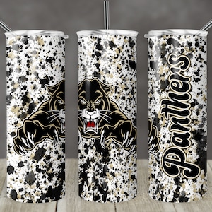 20 oz Skinny Tumbler Sublimation Design Template Gold Panthers Power Wash Add Name Straight Design Digital Download PNG