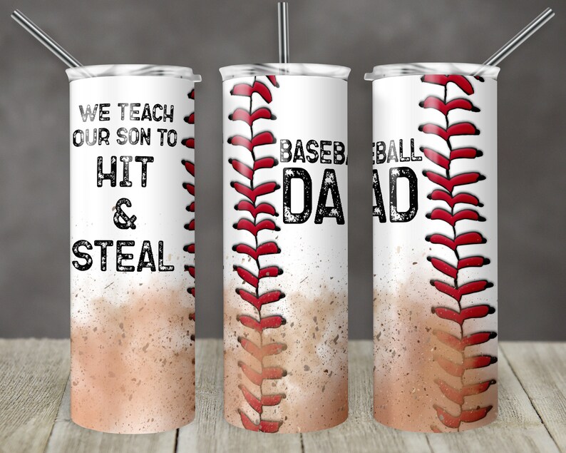 20 Oz Skinny Tumbler Baseball Dad Teach Our Son to Hit and - Etsy