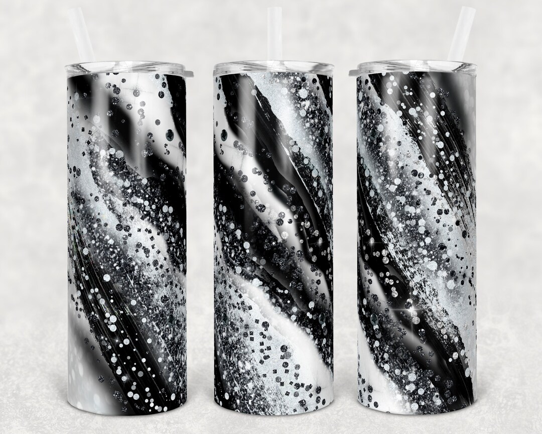20 Oz Skinny Tumbler Sublimation Template Agate Black Milky Way ...