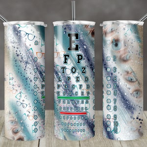 20 oz Skinny Tumbler Milkyway Eye Doctor Dr Optometry Eye Chart Eye Balls Glasses Tumbler Sublimation Design PNG Instant DIGITAL ONLY