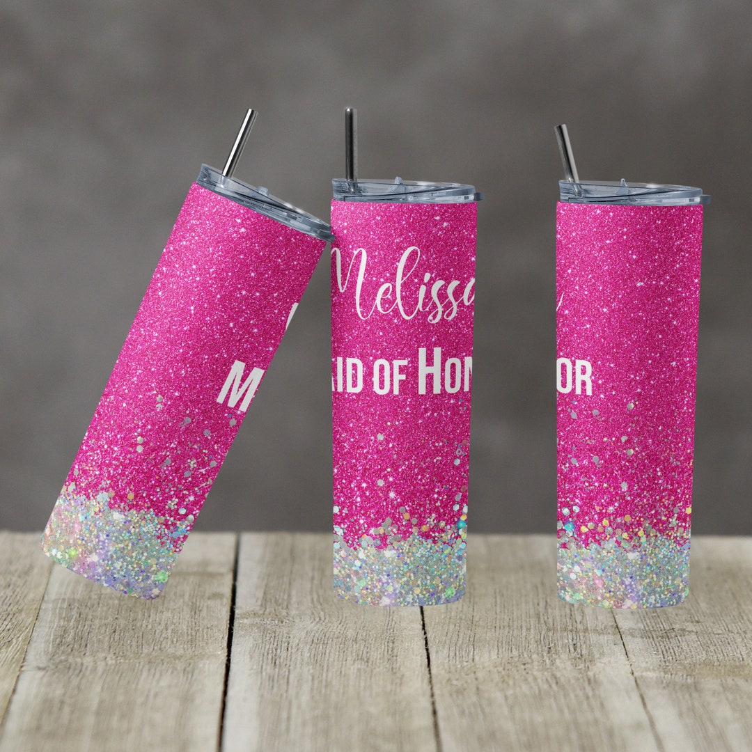 20 Oz Skinny Tumbler Sublimation Design Template Glitter Hot Pink ...