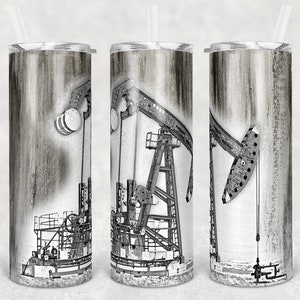 20 oz Skinny Tumbler Oilfield Oil Rig oil rigging Sublimation Design  Digital Download PNG Instant DIGITAL ONLY rts tumblers Tamara