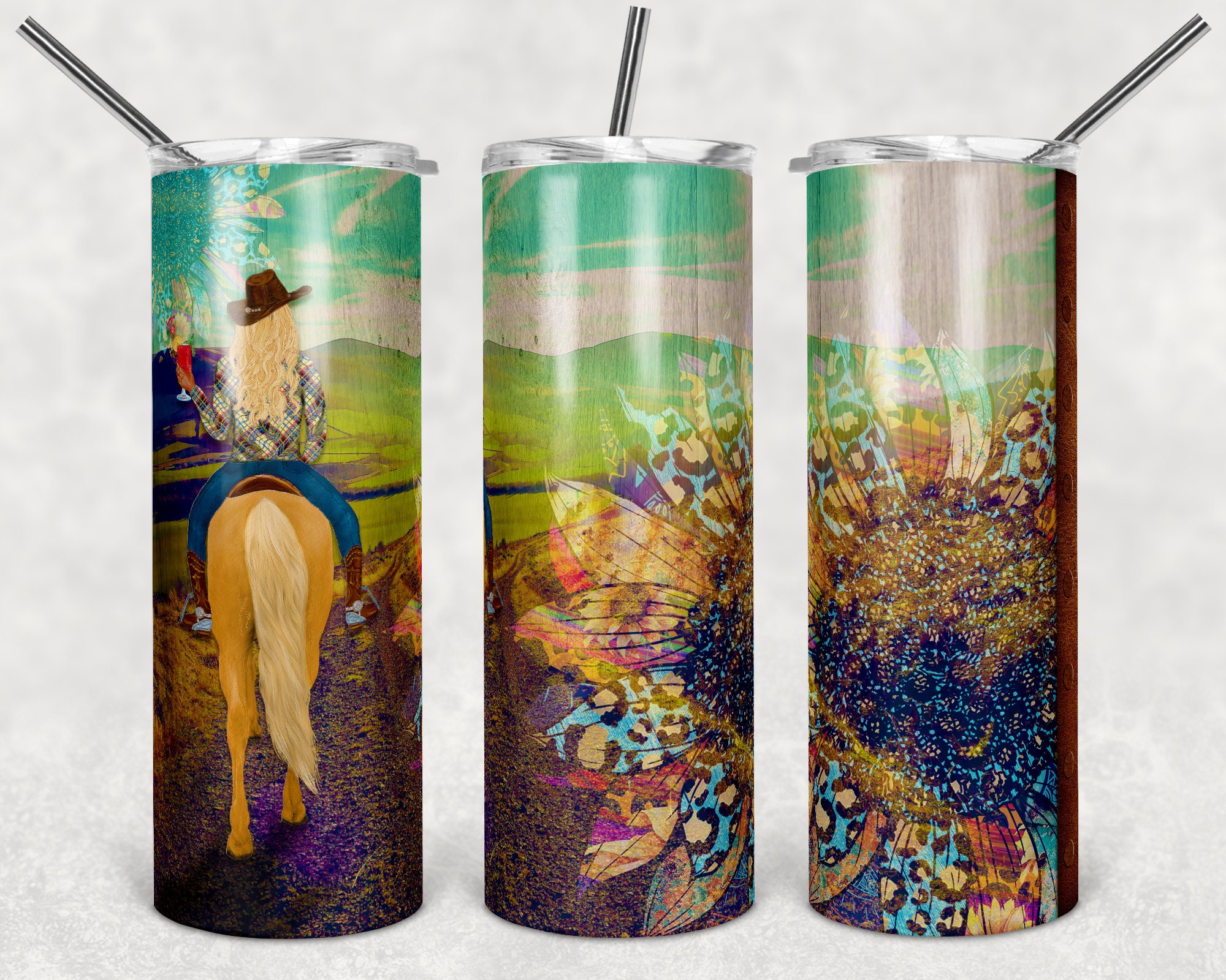 20 Oz Skinny Tumbler Sublimation Design Template Country Western ...
