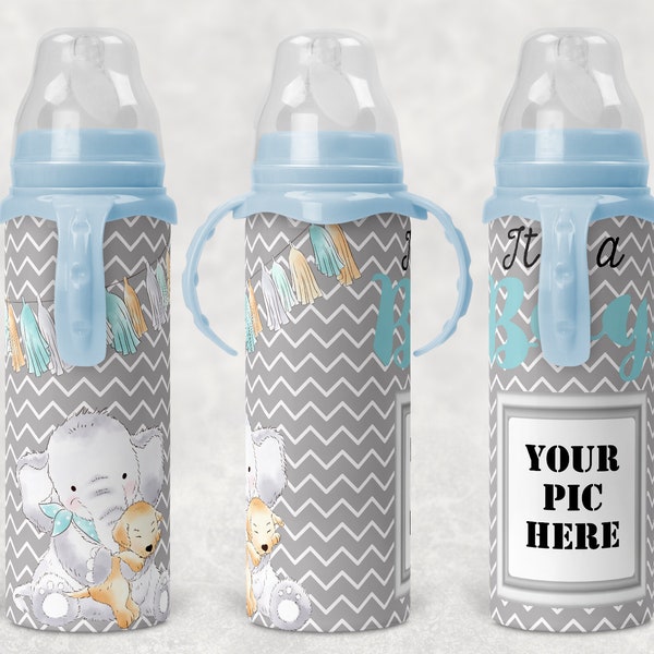 Baby Bottle Sublimation Elephant with Photo Spots Design Digital Download PNG Inst DIGITAL Only rts tumblers Tamara