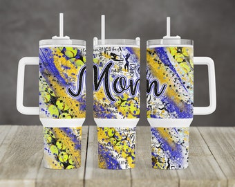 Gymnastics Softball Mom design 40 oz 2 piece Tumbler Sublimation Template Digital Download PNG Sports tumbler mom
