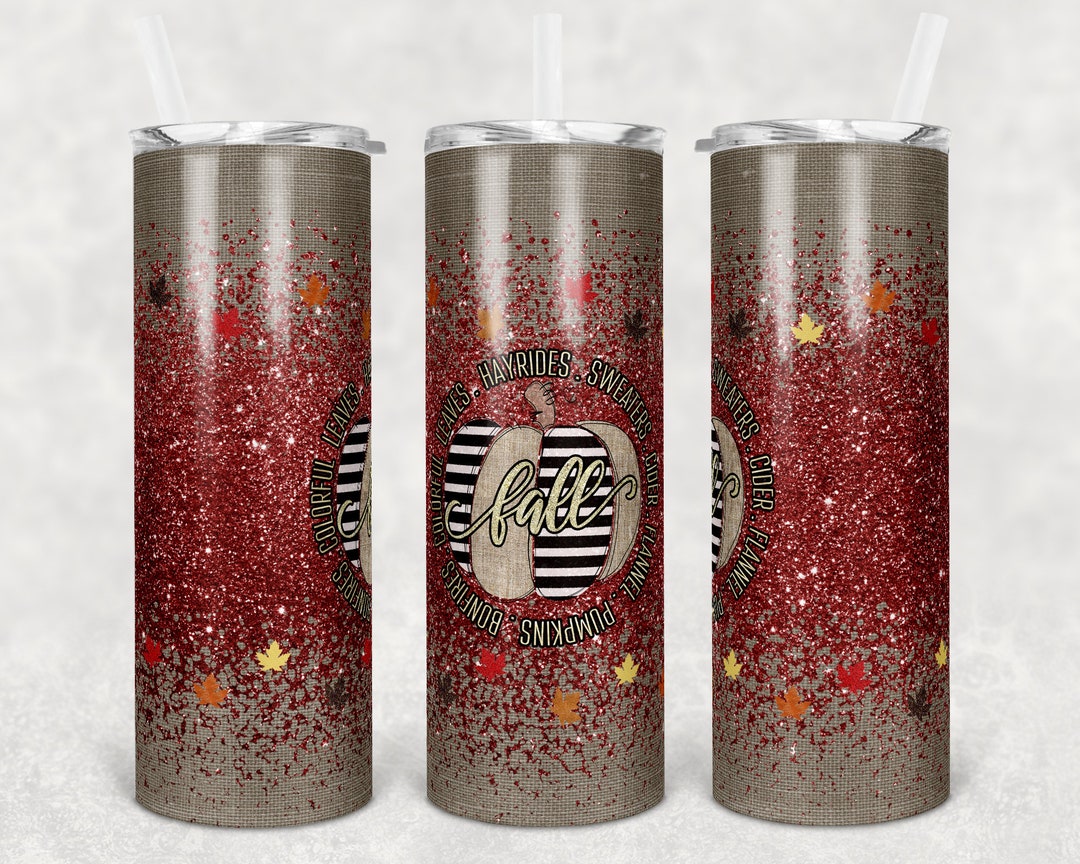 20 Oz Skinny Tumbler Sublimation Design Template Glitter Ombre Burlap ...