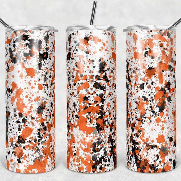 20 oz Skinny Tumbler Sublimation Design Template Orange Black White Power Wash Add School Logo Straight Warped Design Digital Download PNG