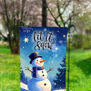 Garden Flag Merry Christmas Let it Snow Snowman Winter Scene Sublimation Design Digital Download PNG Instant DIGITAL ONLY