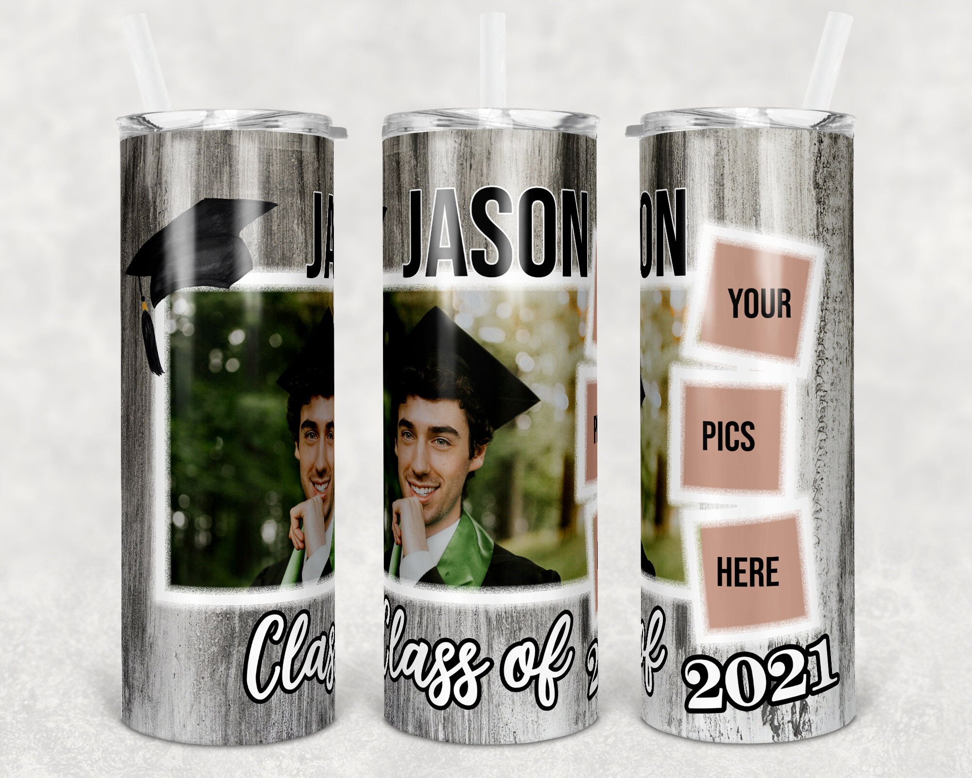 20 oz Skinny Tumbler Graduation Senior 2021 Photo Sublimation Design  Digital Download PNG Instant DIGITAL ONLY rts tumblers Tamara