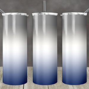 Modèle de conception de sublimation de gobelet maigre de 20 oz Ombre Gris Bleu marine Blanc Design droit Téléchargement numérique PNG