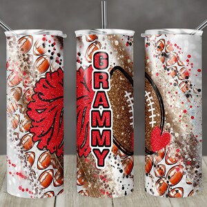 20 oz Skinny Becher Sublimation Vorlage Milchstraße Glitter Jubel Fußball Grammy gerade Design digitaler Download PNG Becher Tamara
