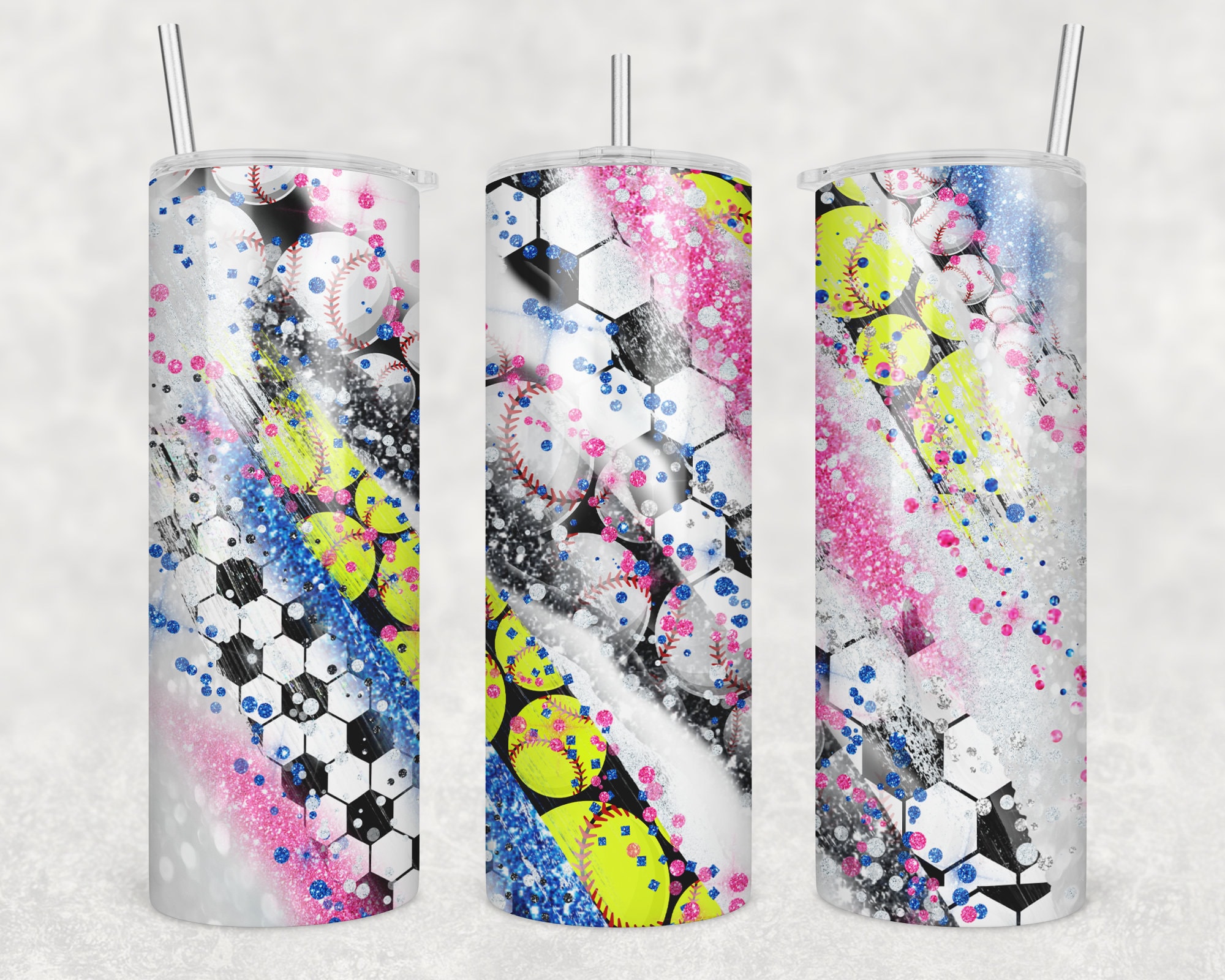 20 Oz Skinny Tumbler Sublimation Template Milky Way Glitter Sports ...