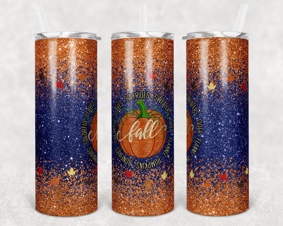 20 Oz Skinny Tumbler Sublimation Design Template Glitter Ombre Navy ...