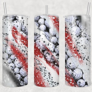 20 oz Skinny Tumbler Sublimation Template Milky Way Glitter Sports Volleyball Red and Black Straight Digital Download PNG tumblers
